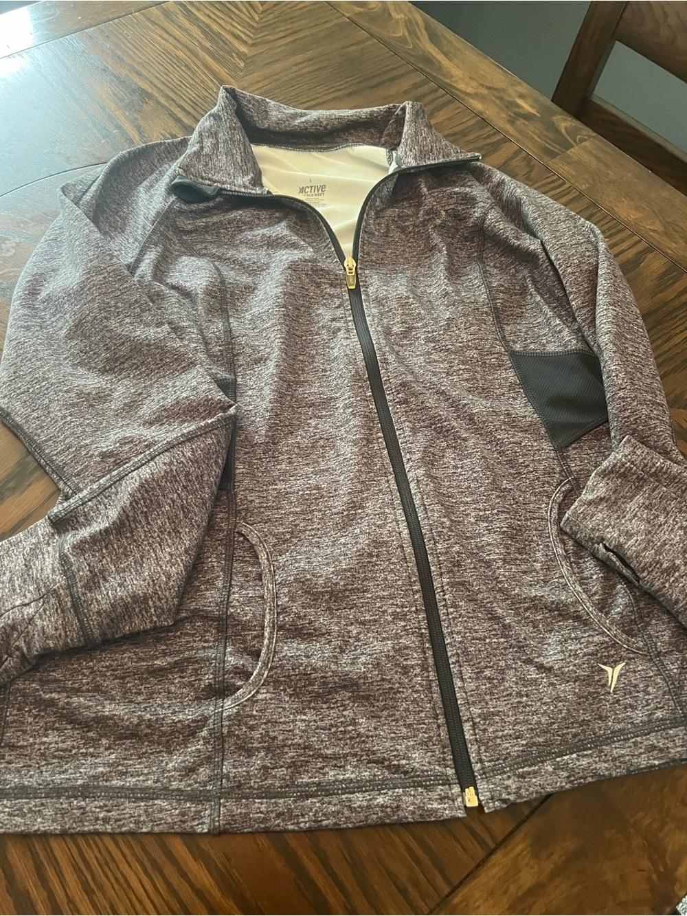 Active by Old Navy gray Heather Knit Track Jacket Full Zip Women's L # 606